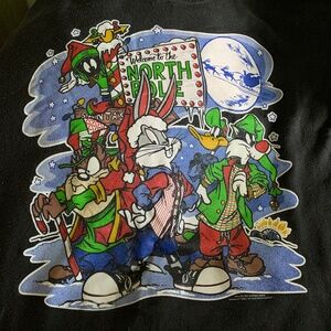 Vintage Looney Tunes North Pole Urban HipHop 1994 Black Crewneck Sweatshirt 3X